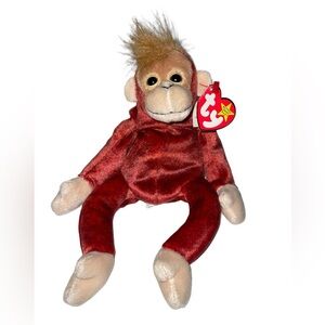 RARE Ty Beanie Baby Schweetheart the Orangutang 1999 TAG ERRORS Red Monkey Plush